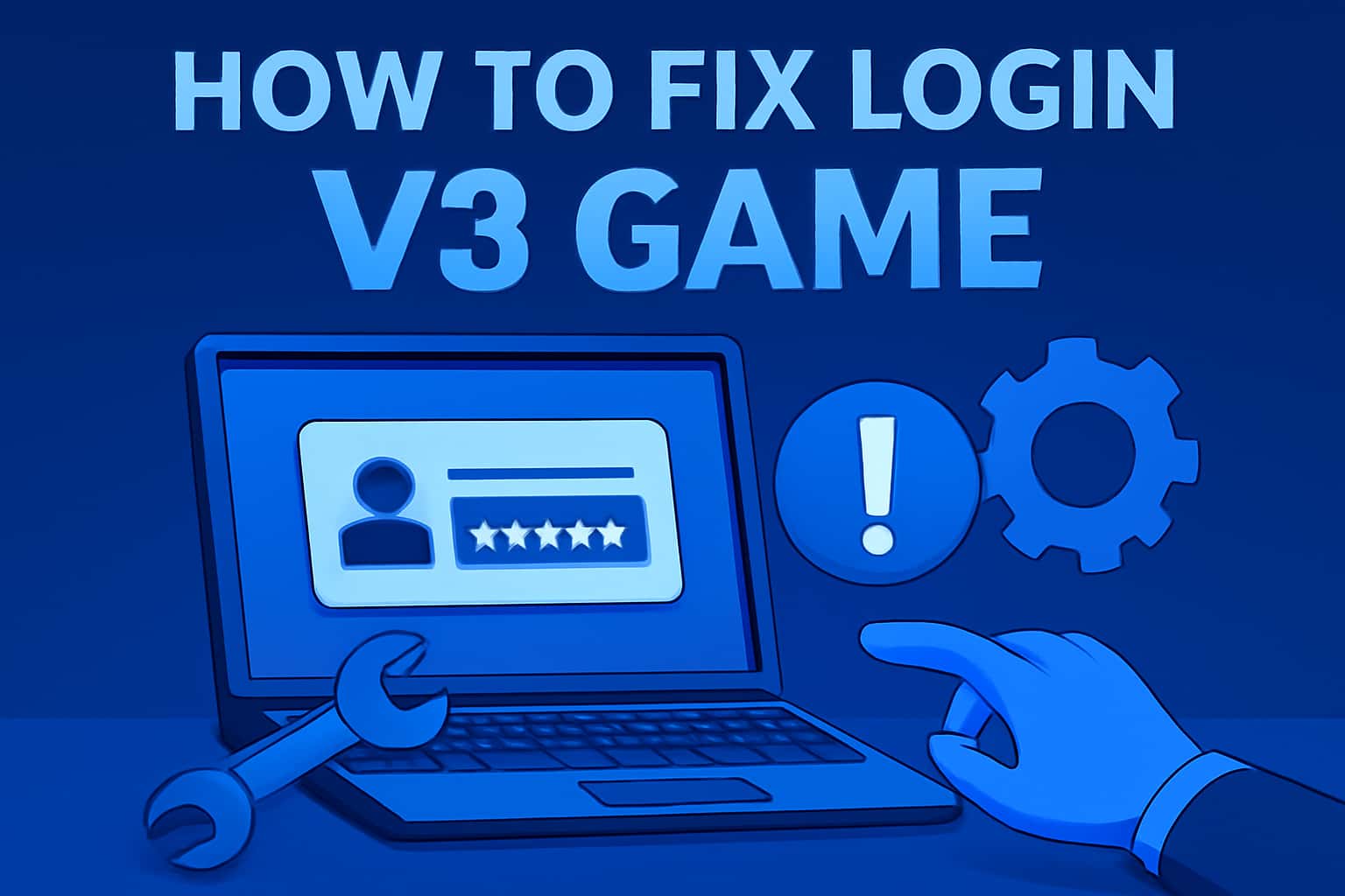 An informative scene depicting troubleshooting steps for V3 Game login issues.