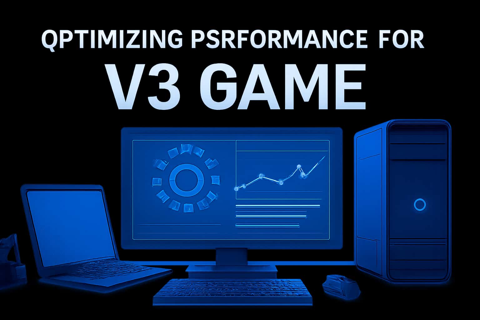 An informational scene illustrating the performance optimization process for V3 Game.