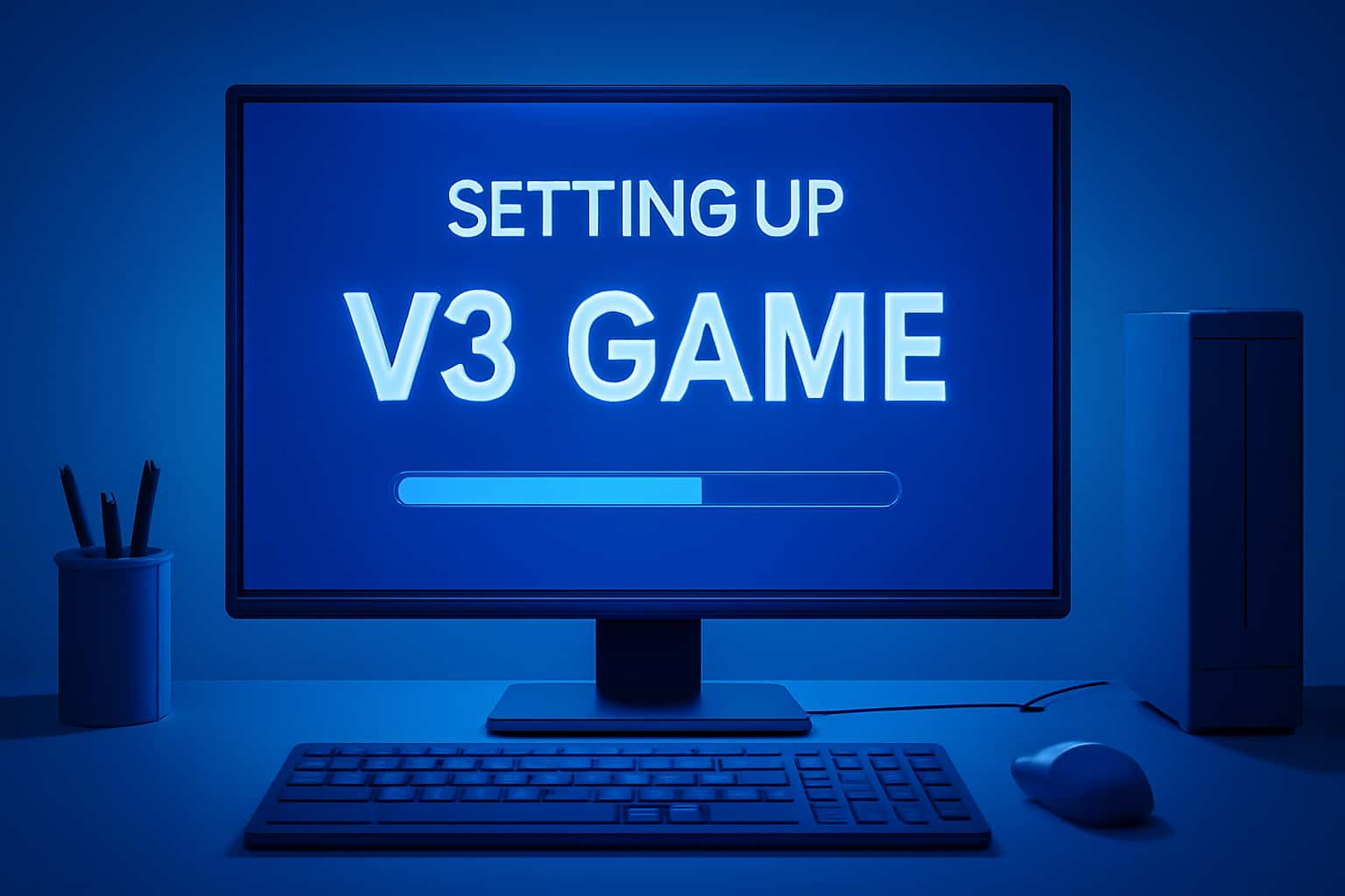 A visual representation of the V3 Game setup process, emphasizing device compatibility and user authentication.