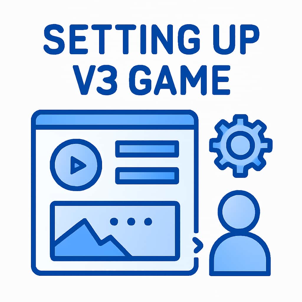 An educational illustration showing the steps to successfully set up the V3 Game.