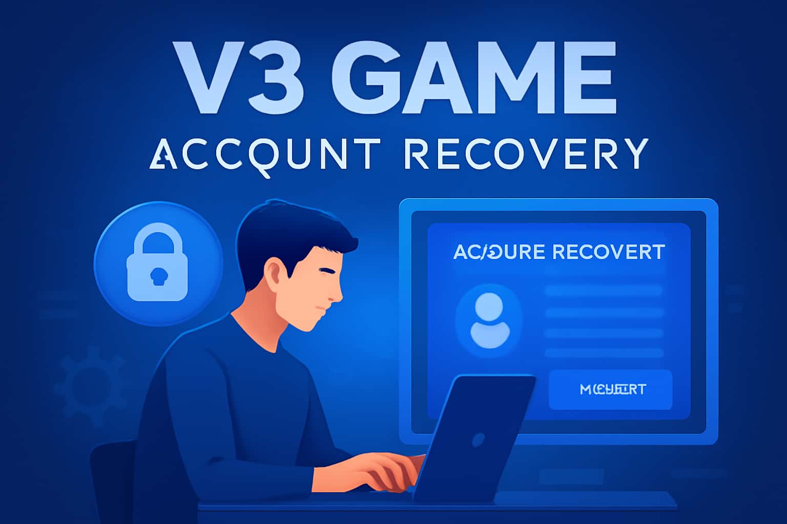 An informative scene illustrating the V3 Game Account Recovery process with clear text.