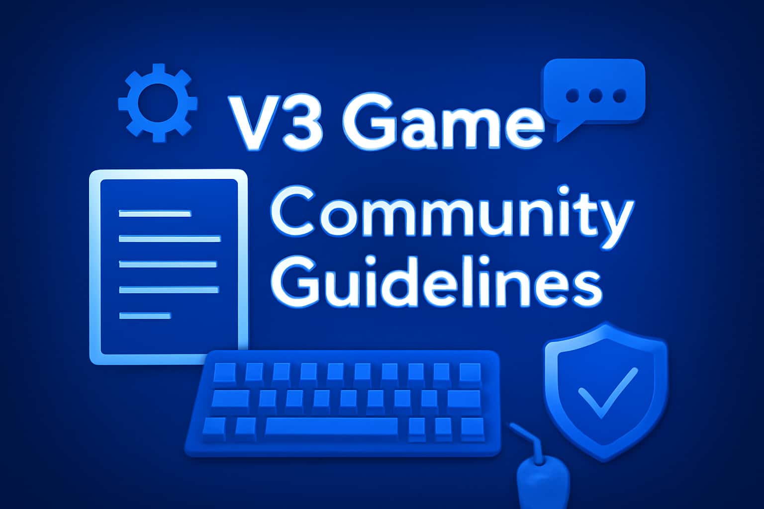 Informational scene illustrating the V3 Game Community Guidelines.