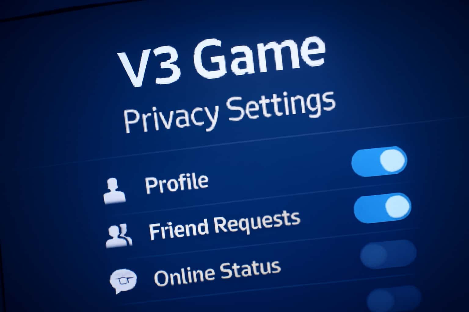 An informative scene illustrating the V3 Game Privacy Settings.